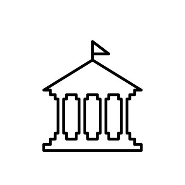 Okul binası ikonunun İllüstrasyon Vektörü grafiği. Ofis, işaret, yapı, element, üniversite, kütüphane, modern nesne, eğitim vb.