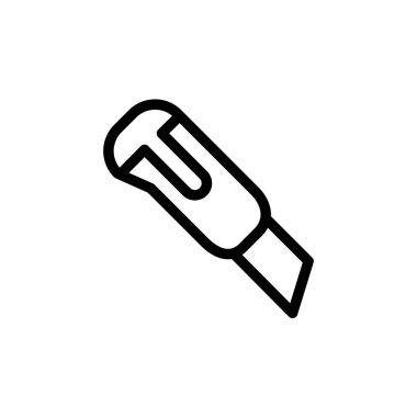 Simgeyi kesmenin İllüstrasyon Vektörü grafiği. Kesmeye uygun, bileyici, aksesuar, kutu bıçağı, maket bıçağı vs..