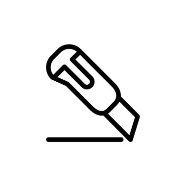 Simgeyi kesmenin İllüstrasyon Vektörü grafiği. Kesmeye uygun, bileyici, aksesuar, kutu bıçağı, maket bıçağı vs..