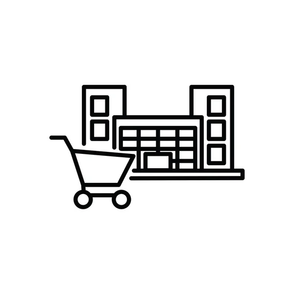 Ilustracja Wektorowa Grafika Budynku Centrum Handlowego Nadaje Się Supermarketu Handlu — Wektor stockowy