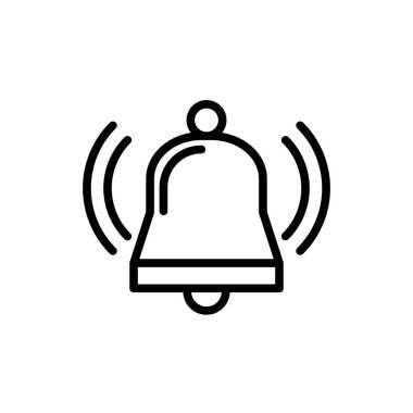 Çan simgesinin İllüstrasyon Vektörü grafiği. Ses, işaret, alarm, çağrı, uyarı, basit tasarım, kapı zili, sinyal, nesne, bildirim, anımsatma, ton vs. için uyar.