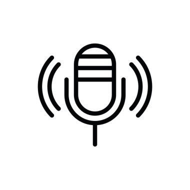 Mikrofon simgesinin illüstrasyon vektörü grafiği. Podcast, ses, kayıt, karaoke, röportaj vs. için uygun.