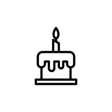 Doğum günü pastası ikonunun illüstrasyon vektörü grafiği. Kutlama, parti, fırın, yıldönümü vesaire için uygun.