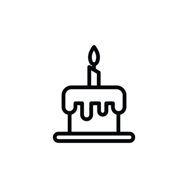 Doğum günü pastası ikonunun illüstrasyon vektörü grafiği. Kutlama, parti, fırın, yıldönümü vesaire için uygun.