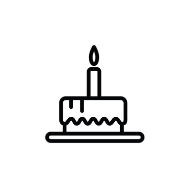 Doğum günü pastası ikonunun illüstrasyon vektörü grafiği. Kutlama, parti, fırın, yıldönümü vesaire için uygun.