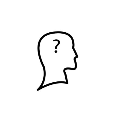 Baş insan simgesinin illüstrasyon vektörü grafiği. Zihin, düşünce, zeka, beyin fırtınası vs..