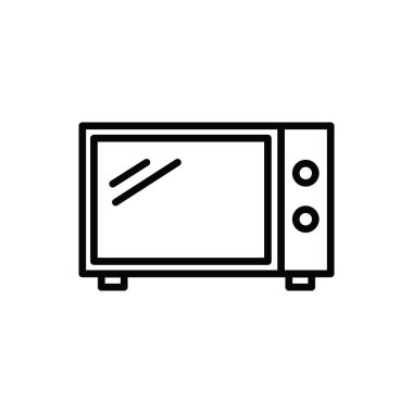 Mikrodalga ikonunun görüntü vektörü grafiği. Yemek, fırın, yemek, alet, ev aletleri vs. için uygun.