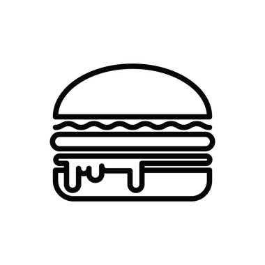 Hamburger ikonunun illüstrasyon vektörü grafiği. Amerikan yemeği, kalori, fast food vs. için uygun.