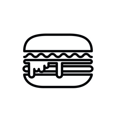 Hamburger ikonunun illüstrasyon vektörü grafiği. Amerikan yemeği, kalori, fast food vs. için uygun.