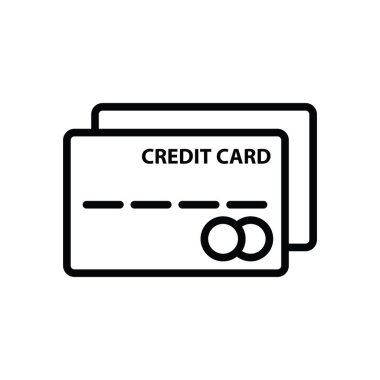 Kredi kartı ikonunun görsel vektör grafiği. Ödeme, satın alma, ödeme, transfer vesaire için uygun.