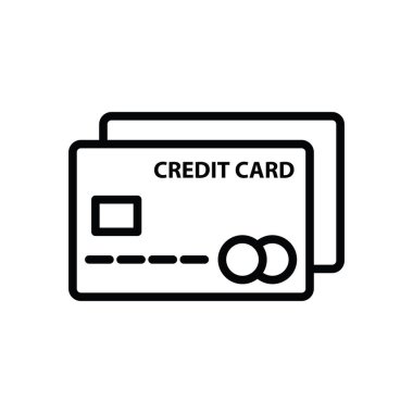 Kredi kartı ikonunun görsel vektör grafiği. Ödeme, satın alma, ödeme, transfer vesaire için uygun.