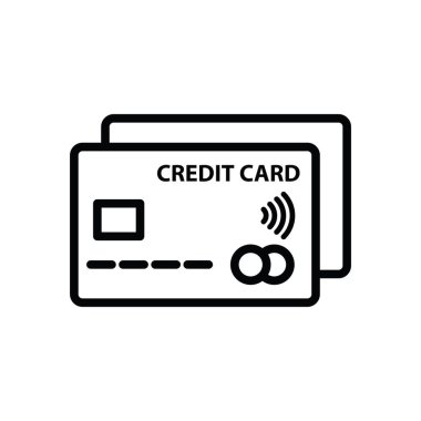 Kredi kartı ikonunun görsel vektör grafiği. Ödeme, satın alma, ödeme, transfer vesaire için uygun.