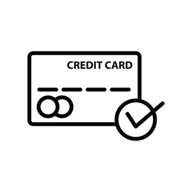 Kredi kartı ikonunun görsel vektör grafiği. Ödeme, satın alma, ödeme, transfer vesaire için uygun.