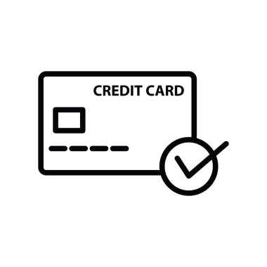 Kredi kartı ikonunun görsel vektör grafiği. Ödeme, satın alma, ödeme, transfer vesaire için uygun.