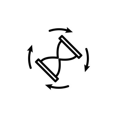 Kum saati simgesinin illüstrasyon vektörü grafiği. Saat, saat, geri sayım, mühlet vs. için uygun.