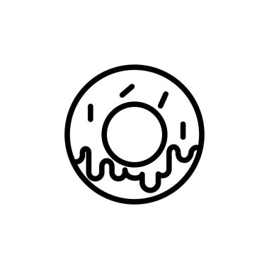 Donut ikonunun İllüstrasyon Vektörü grafiği. Pasta, kafe, yemek, fırın vs. için uygun.