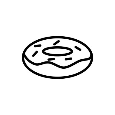Donut ikonunun İllüstrasyon Vektörü grafiği. Pasta, kafe, yemek, fırın vs. için uygun.