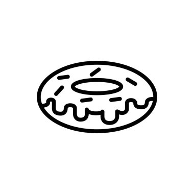 Donut ikonunun İllüstrasyon Vektörü grafiği. Pasta, kafe, yemek, fırın vs. için uygun.