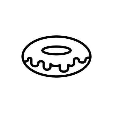 Donut ikonunun İllüstrasyon Vektörü grafiği. Pasta, kafe, yemek, fırın vs. için uygun.