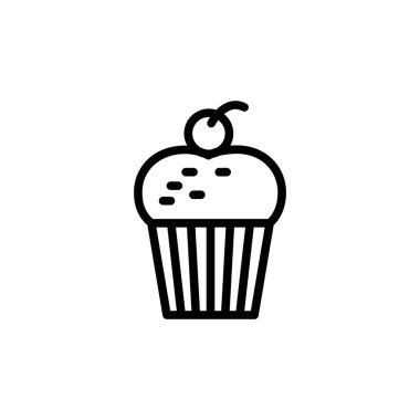 Kek ikonunun illüstrasyon vektörü grafiği. Tatlı için uygun, pasta, tatlı, fırın vs..
