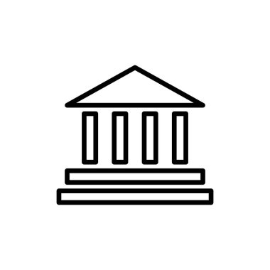 Banka binası ikonunun İmaj Vektörü grafiği. Yatırım, ödeme, finans, ticaret vs. için uygun.