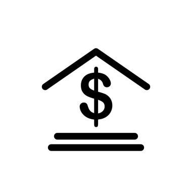 Banka binası ikonunun İmaj Vektörü grafiği. Yatırım, ödeme, finans, ticaret vs. için uygun.