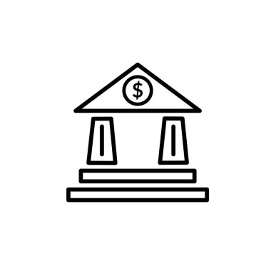Banka binası ikonunun İmaj Vektörü grafiği. Yatırım, ödeme, finans, ticaret vs. için uygun.