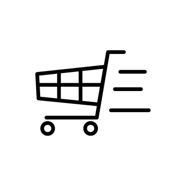 Alışveriş arabası simgesinin görselleme vektörü grafiği. Perakende, ticaret, mağaza vs. için uygun.