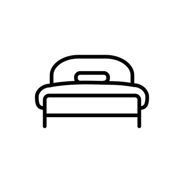 Yatak ikonunun illüstrasyon vektörü grafiği. Yatak odası, uyku, mobilya vs. için uygun.