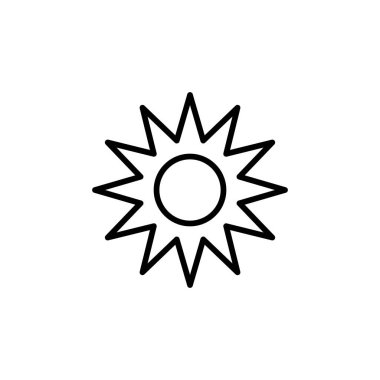 Güneş ikonunun görsel vektör grafiği. Güneş ışığı, güneş ışığı, gün doğumu vs. için uygun.