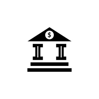 Banka binası ikonunun İmaj Vektörü grafiği. Yatırım, ödeme, finans, ticaret vs. için uygun.