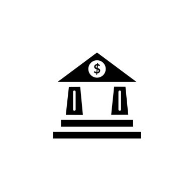Banka binası ikonunun İmaj Vektörü grafiği. Yatırım, ödeme, finans, ticaret vs. için uygun.
