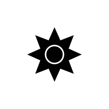 Güneş ikonunun görsel vektör grafiği. Güneş ışığı, güneş ışığı, gün doğumu vs. için uygun.