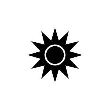 Güneş ikonunun görsel vektör grafiği. Güneş ışığı, güneş ışığı, gün doğumu vs. için uygun.