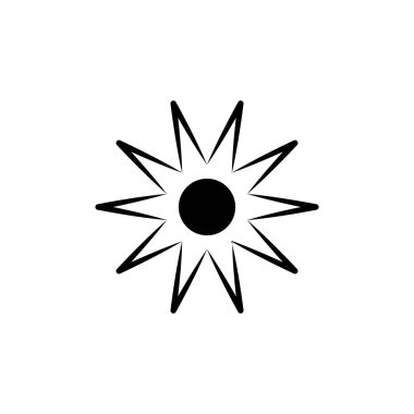 Güneş ikonunun görsel vektör grafiği. Güneş ışığı, güneş ışığı, gün doğumu vs. için uygun.