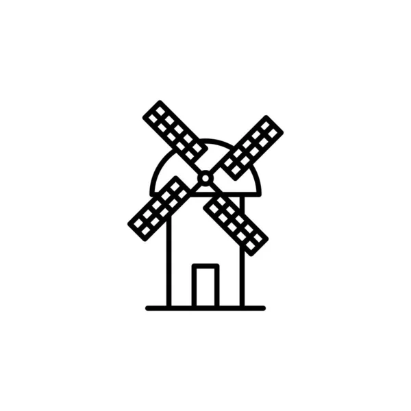 Ilustrační Vektorová Grafika Šablony Ikon Větrného Mlýna — Stockový vektor