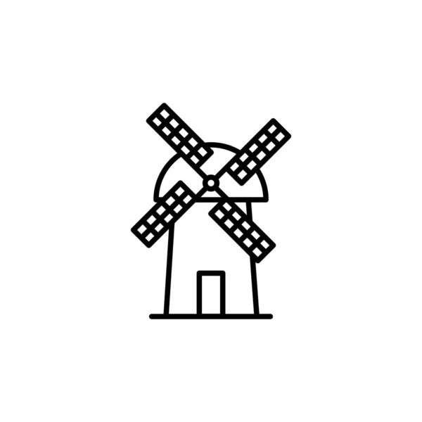 Ilustrační Vektorová Grafika Šablony Ikon Větrného Mlýna — Stockový vektor