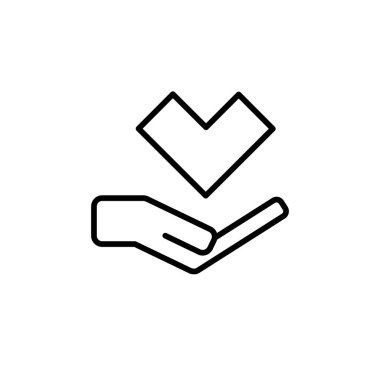 El ve kalbin çizimi, aşk simgesi