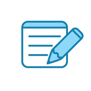 Kalem ve kağıt simgesinin İmaj Vektörü grafiği. Eğitim, çizim, araç, öğrenci, sınav vesaire için uygun.