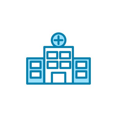 Hastane binası ikonunun görüntü vektörü grafiği. Sağlık hizmetleri, acil durum, inşaat kliniği vb..