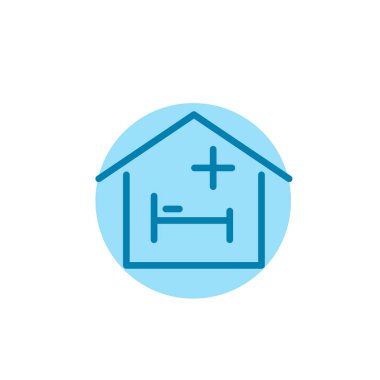 Hastane binası ikonunun görüntü vektörü grafiği. Sağlık hizmetleri, acil durum, inşaat kliniği vb..