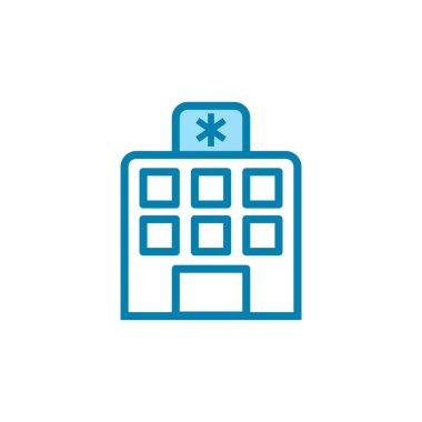 Hastane binası ikonunun görüntü vektörü grafiği. Sağlık hizmetleri, acil durum, inşaat kliniği vb..