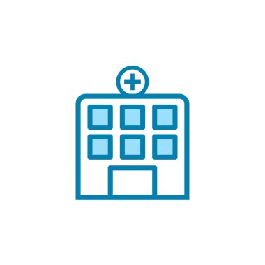 Hastane binası ikonunun görüntü vektörü grafiği. Sağlık hizmetleri, acil durum, inşaat kliniği vb..