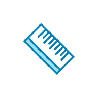 Cetvel simgesinin İllüstrasyon Vektörü grafiği. Ölçüm, uzunluk, matematik, boyut vs. için uygun.