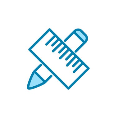 Cetvel simgesinin İllüstrasyon Vektörü grafiği. Ölçüm, uzunluk, matematik, boyut vs. için uygun.