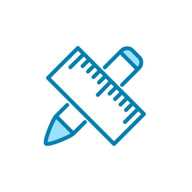 Cetvel simgesinin İllüstrasyon Vektörü grafiği. Ölçüm, uzunluk, matematik, boyut vs. için uygun.