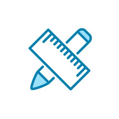 Cetvel simgesinin İllüstrasyon Vektörü grafiği. Ölçüm, uzunluk, matematik, boyut vs. için uygun.