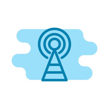 Kule ikonunun İmaj Vektörü grafiği. İletişim için uygun, kablosuz, sinyal, verici, ağ vs..