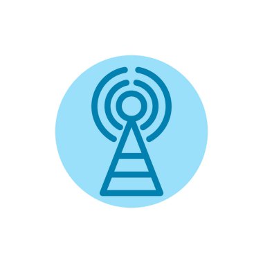 Kule ikonunun İmaj Vektörü grafiği. İletişim için uygun, kablosuz, sinyal, verici, ağ vs..