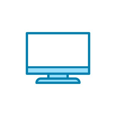 Monitör simgesinin resimleme vektörü grafiği. PC, bilgisayar, masaüstü, televizyon vs. için uygun.